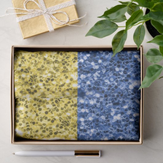 ブルーイエローウクライナ国旗のグリッターフェイクキラキラ 薄葉紙 (ギフト)