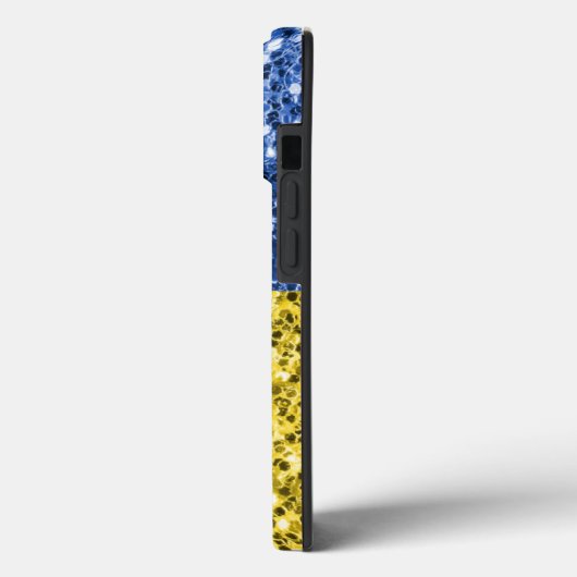 ブルーイエローウクライナ国旗のグリッターフェイクキラキラ Case-Mate iPhoneケース (裏面 / 左)