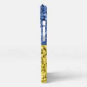 ブルーイエローウクライナ国旗のグリッターフェイクキラキラ iPhoneケース (左側面)