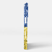 ブルーイエローウクライナ国旗のグリッターフェイクキラキラ iPhoneケース (右側面)