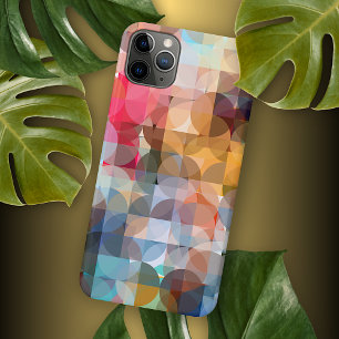 ブルーイエローオレンジピンクパープルモザイクアートパターン iPhone 11 PRO MAXケース