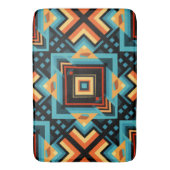 ブルーイエローオレンジ装飾モザイク バスマット (正面縦)