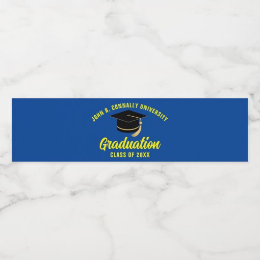 ブルーイエローカスタム学校卒業パーティー ペットボトルラベル (シングルラベル)