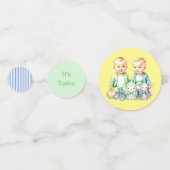 ブルーイエローグリーンツインボーイズをテーマにした赤ちゃんシャワー コンフェッティ (裏面)