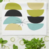 ブルーイエローグリーンブラックジオメトリックスカンジナビア キッチンタオル (折り畳み)