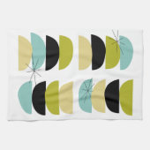 ブルーイエローグリーンブラックジオメトリックスカンジナビア キッチンタオル (横)
