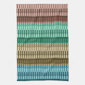 ブルーイエローグリーンレッドスタイリッシュシックモダンパターン キッチンタオル (縦)