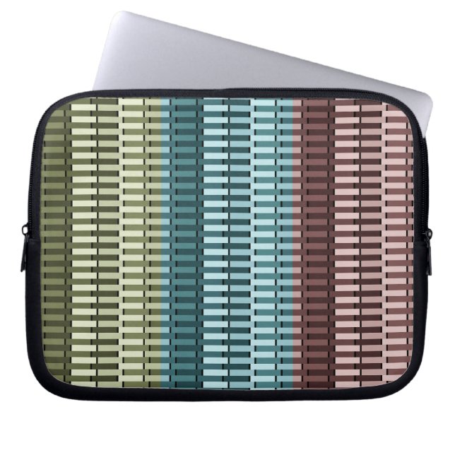 ブルーイエローグリーンレッドスタイリッシュシックモダンパターン ラップトップスリーブ (正面)