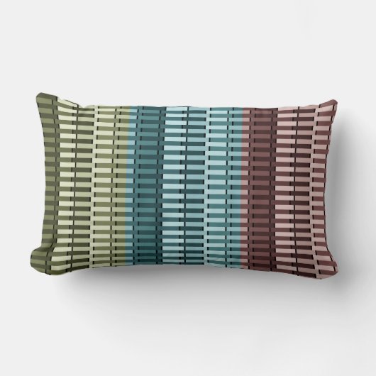 ブルーイエローグリーンレッドスタイリッシュシックモダンパターン ランバークッション (正面)