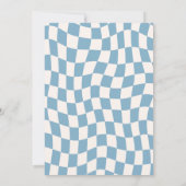 ブルーイエローグルーヴィ市松模様にスマイルレトロ誕生日 招待状 (裏面)