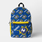 ブルーイエローサッカーボールスプラットカスタム プリントバックパック (正面)