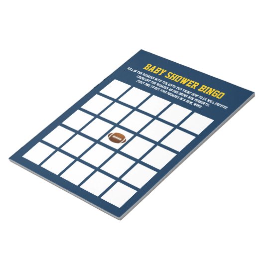 ブルーイエローサッカー赤ちゃんシャワービンゴゲーム ノートパッド (アングル)