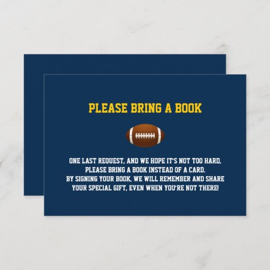 ブルーイエローサッカーBOOKベビーシャワーを持って来る エンクロージャーカード (正面/裏面)