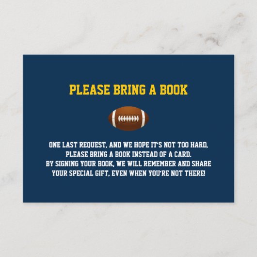 ブルーイエローサッカーBOOKベビーシャワーを持って来る エンクロージャーカード (正面)