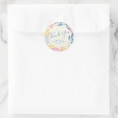 ブルーイエローサマーフラワーリースカスタムサンキュー ラウンドシール (バッグ)