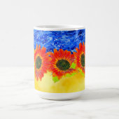 ブルーイエローサンフラワーウクライナをテーマにした コーヒーマグカップ (中央)
