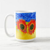ブルーイエローサンフラワーウクライナをテーマにした コーヒーマグカップ (左)