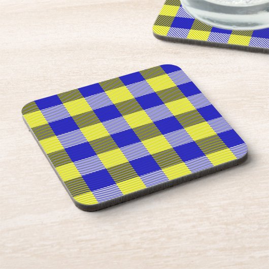ブルーイエロージンガムチェックデザイン コースター