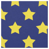 ブルーイエロースターズ模様装飾織物 ファブリック (クローズアップ)