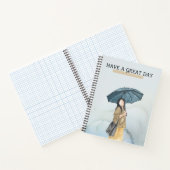 ブルーイエローソフトウォーター色の女性イラストレーション ノートブック (内部)