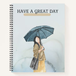 ブルーイエローソフトウォーター色の女性イラストレーション ノートブック