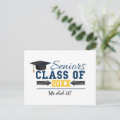 ブルーイエロータイポグラフィ卒業ギア 案内ポストカード (スタンド正面)