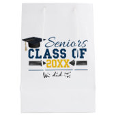 ブルーイエロータイポグラフィ卒業抱き枕 ミディアムペーパーバッグ (裏面)