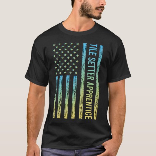 ブルーイエロータイル施工見習い Tシャツ (正面)