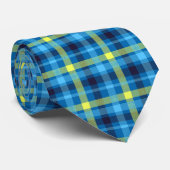ブルーイエロータータンチェックプレイドバッファロープレイドクラシックメンズ ネクタイ (ロール)