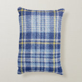 ブルーイエロータータンチェック：ファッショナブルなプレイド アクセントクッション (裏面(縦))