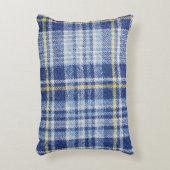 ブルーイエロータータンチェック：ファッショナブルなプレイド アクセントクッション (正面(垂直))