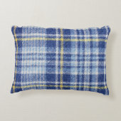 ブルーイエロータータンチェック：ファッショナブルなプレイド アクセントクッション (裏面)