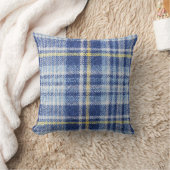 ブルーイエロータータンチェック：ファッショナブルなプレイド クッション (ブランケット)