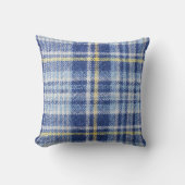 ブルーイエロータータンチェック：ファッショナブルなプレイド クッション (正面)