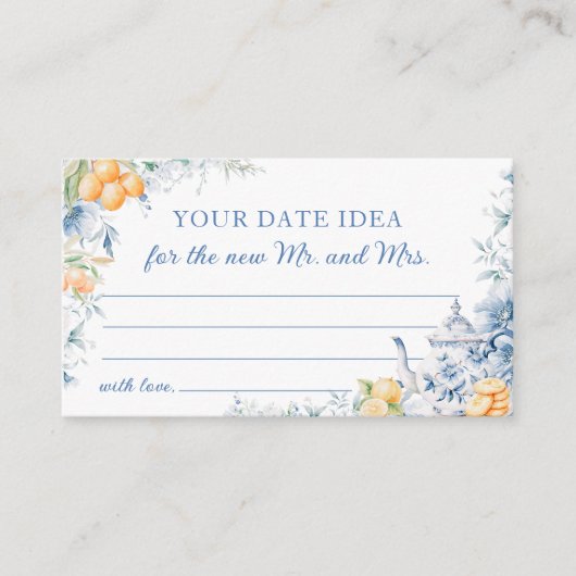 ブルーイエローデイトナイトアイディアブライダルシャワー エンクロージャーカード (正面)