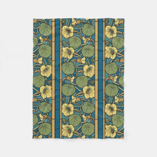 ブルーイエローナスタジウムフラワー新しいパターン フリースブランケット (正面)