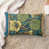 ブルーイエローナスタジウムフラワー新しいパターン ランバークッション (ブランケット)