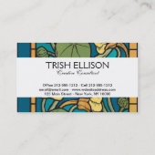 ブルーイエローナスタジウムフラワー新しいパターン 名刺 (裏面)