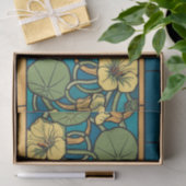 ブルーイエローナスタジウムフラワー新しいパターン 薄葉紙 (ギフト)