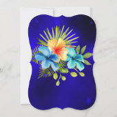 ブルーイエローハイビスカス熱帯フローラパーティー 招待状 (裏面)