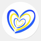 ブルーイエローハートウキインスパイアラ平和アンチ戦争 ラウンドシール (正面)