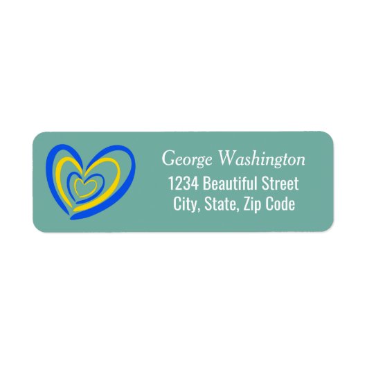 ブルーイエローハートウクライナ平和アンチ戦争 ラベル (正面)