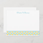 ブルーイエローハートシッカスタムクサンキューノートカード 招待状 (正面/裏面)