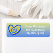 ブルーイエローハート平和アンチ戦争ウクライナ ラベル (インサイチュ)