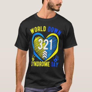 ブルーイエローハート21ワールドダウン症候群認識度 Tシャツ