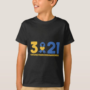 ブルーイエローハート21ワールドダウン症候群認識度 Tシャツ