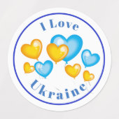 ブルーイエローハートIラブボタン ラベル (デザイン2)