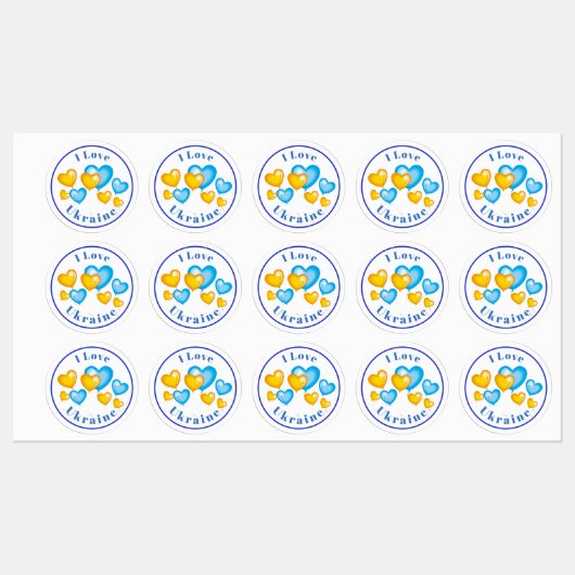 ブルーイエローハートIラブボタン ラベル (シート)