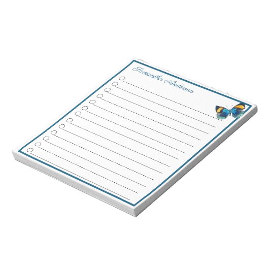 ブルーイエローバタフライパーソナライズされたトレイル名 ノートパッド (回転)