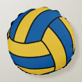 ブルーイエローバレーボールスポーツチームラウンドピロー ラウンドクッション (裏面)